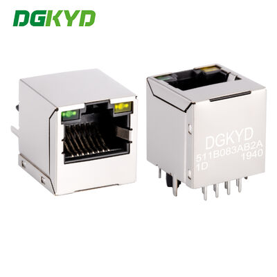 10/100 BASE 180 degree Rj45 Lan Jack vetical insertion ethernet connector factory DGKYD511B083AB2A1D
