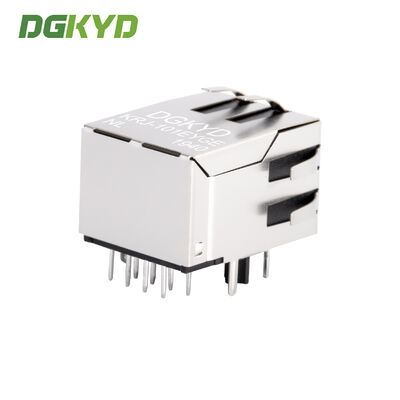 RJ45 crystal head connector female socket with light and shielding shell KRJ-101EYGENL