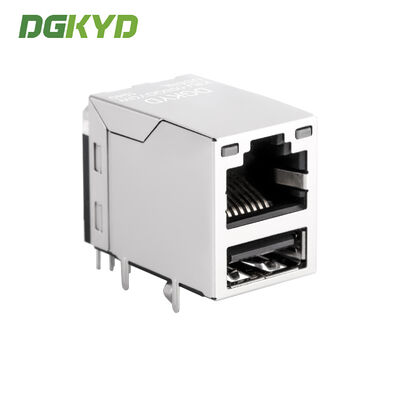 Gigabit RJ45 Connector RJ45+USB2.0 Socket with LED No Spring KRJ-008QGYGWUSBNL