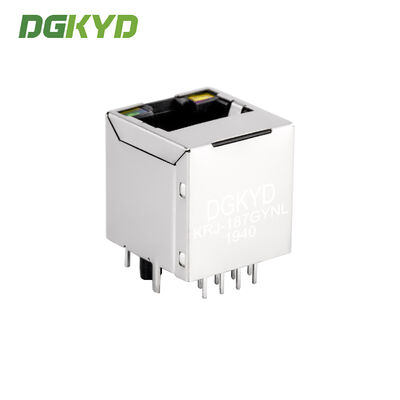 High Performance 180 Degree Top Entry RJ45 Jack With Transformer Cat 5 KRJ-187GYNL