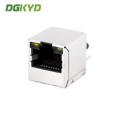 KRJ-181NL 180 Degree Cat5e Rj45 Connector Vertical Mesh Outlet Socket RoHS With Internal Magnetics And LED