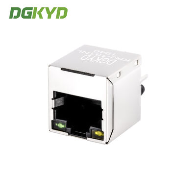 KRJ-181NL 180 Degree Cat5e Rj45 Connector Vertical Mesh Outlet Socket RoHS With Internal Magnetics And LED
