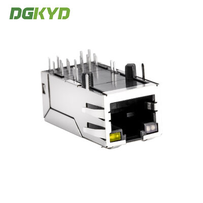 Gigabit Band POE 12 Pin Single Port RJ45 Ethernet Connector LED G/O/Y DGKYD411Q117DF5A1DP