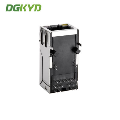 Gigabit Band POE 12 Pin Single Port RJ45 Ethernet Connector LED G/O/Y DGKYD411Q117DF5A1DP