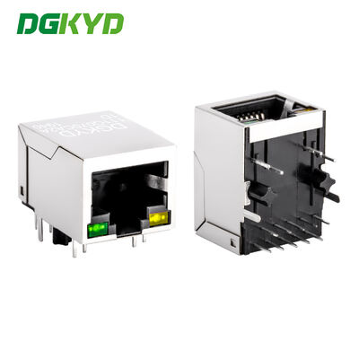 Industrial-grade Gigabit RJ45 Connector with Shielded Housing and LED Indicator