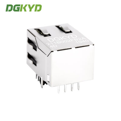 RJ45 Modular Jack with Gold Plating 6u Single Port and LED for PCB Applications