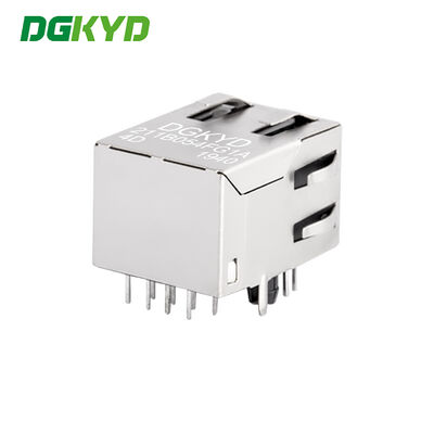 RJ45 Shielded Connector with 100Mbps Filter Dual-color LED Indicator and 6U Gold Plating
