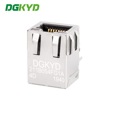 RJ45 Shielded Connector with 100Mbps Filter Dual-color LED Indicator and 6U Gold Plating