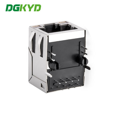 RJ45 Shielded Connector with 100Mbps Filter Dual-color LED Indicator and 6U Gold Plating