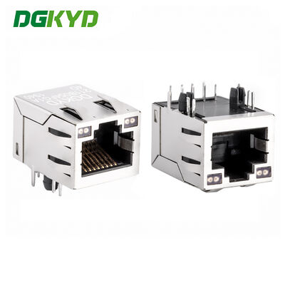 RJ45 Shielded Connector with 100Mbps Filter Dual-color LED Indicator and 6U Gold Plating