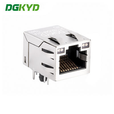RJ45 Shielded Connector with 100Mbps Filter Dual-color LED Indicator and 6U Gold Plating