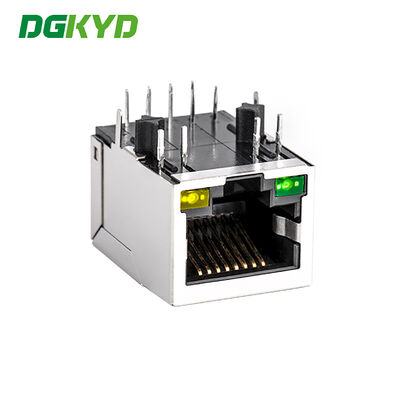 Industrial Grade RJ45 Ethernet Connector with 100Mbps Integrated Transformer and Gold Plating 6u