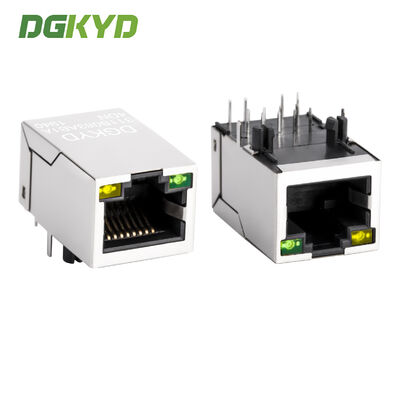 100Mbps Shielded RJ45 Ethernet Connector with Integrated Transformer and LED Indicators