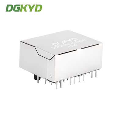 Multi-Port 1X2 RJ45 Connector with Gigabit Integrated Filter and 10-Pin Gold Plated Contact Pins