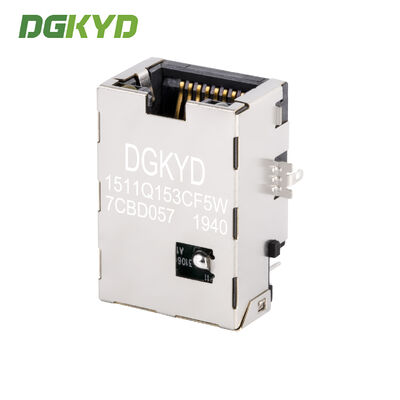 Very Low Profile RJ45 Connector with Gigabit Integrated Transformer and Gold Plating 6U