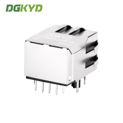 Tab Down 1x1 Port 1000 Base-T RJ45 Shielded Connector Ethernet LAN Modular Jack with Integrated Magnetics