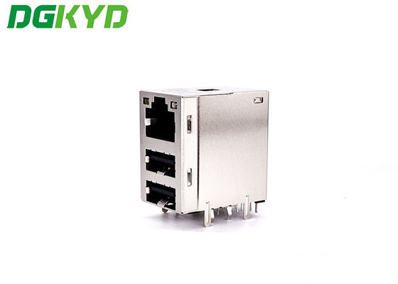 DGKYD711Q170AE5W2D057 Integrated Tab Up Double USB 2.0 RJ45 Network Connector For PCMCIA Net Card