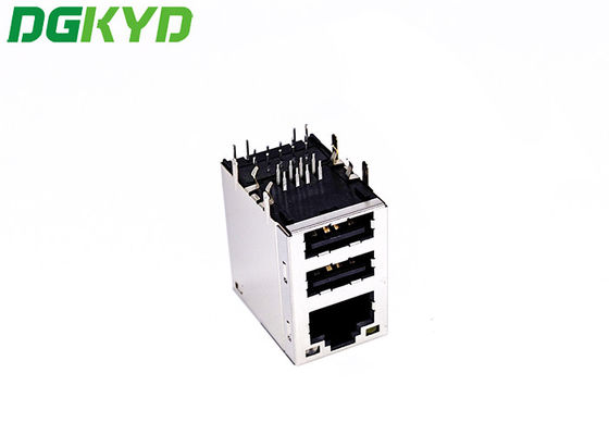 DGKYD711Q170AE5W2D057 Integrated Tab Up Double USB 2.0 RJ45 Network Connector For PCMCIA Net Card