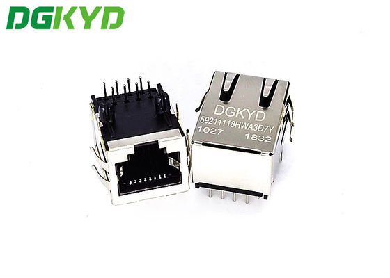 DGKYD59211118HWA3D7Y1027 10 Pins Single Port  TAB UP RJ45 Modular Connector With PA46 Housing