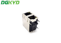 1000 Base - T Stacked 2 Port RJ45 Module Jack With LED 10PIN