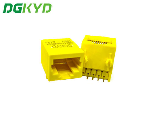 DGKYD56211118IWB1DY1022 Full Plastic PBT Yellow RJ45 Connector DIP PCB Mount Without Lamp RJ45 Without Transformer