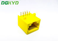 Full Plastic PBT Yellow RJ45 Connector DIP PCB Mount Without Lamp RJ45 Without Transformer