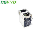 2 Port Rj45 Jack Connector 2x1 Offset St / JK With LED Ethernet Filter