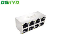 5921 Shielded Connector 2X4 Ports 180 Degree RJ45 Network Connectors With LED