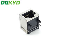 PA66 Black Ethernet Rj45 Connector DIP PCB Mount Without Lamp Flat 8PIN