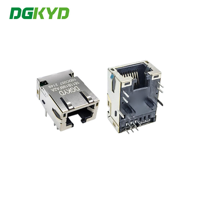 90 Degrees Shielded 6Pin Cat6 RJ45 Single Port Connector Network Socket RJ45 With Transformer