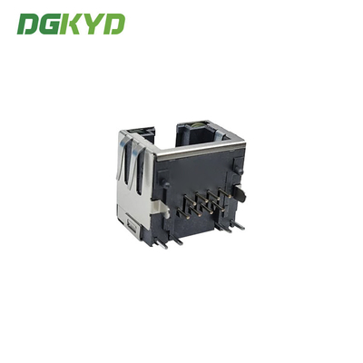 DGKYD60S1188DB2A6DY1008 Female RJ45 Single Port 1X1 8P8C Jacks With LED Metal Shielded