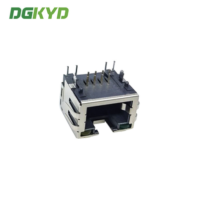 DGKYD60S1188DB2A6DY1008 Female RJ45 Single Port 1X1 8P8C Jacks With LED Metal Shielded