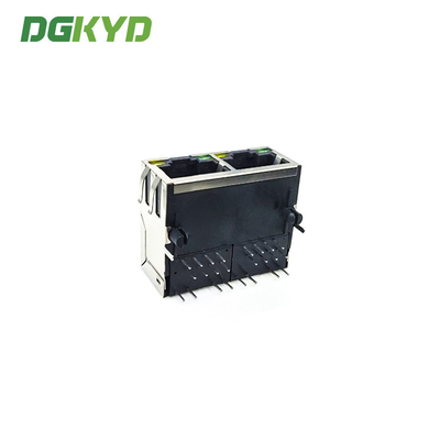 RJ45 Cat6 connector dual port 1x2 100M rj45 transformer modular jack network led DGKYD312B002DB1A4DN .