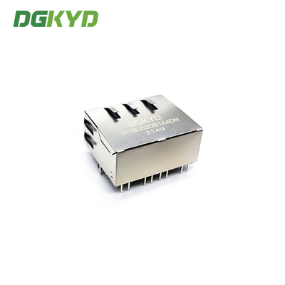 RJ45 Cat6 connector dual port 1x2 100M rj45 transformer modular jack network led DGKYD312B002DB1A4DN .