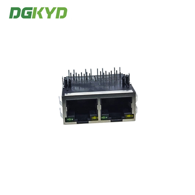 RJ45 Cat6 connector dual port 1x2 100M rj45 transformer modular jack network led DGKYD312B002DB1A4DN .