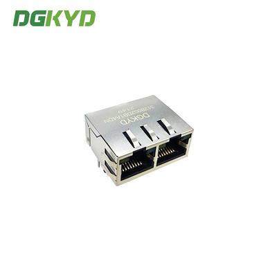 RJ45 Cat6 connector dual port 1x2 100M rj45 transformer modular jack network led DGKYD312B002DB1A4DN .