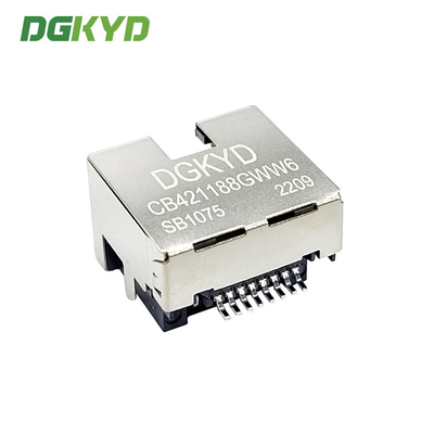 Sinking Plate Type 8P8C Modular Female RJ45 LED Connector SMT DGKYDCB421188GWW6SB1075