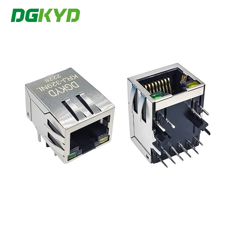 1000BASE-T Single Port Industrial RJ45 Connector Dip CAT6 Ethernet Jack with led