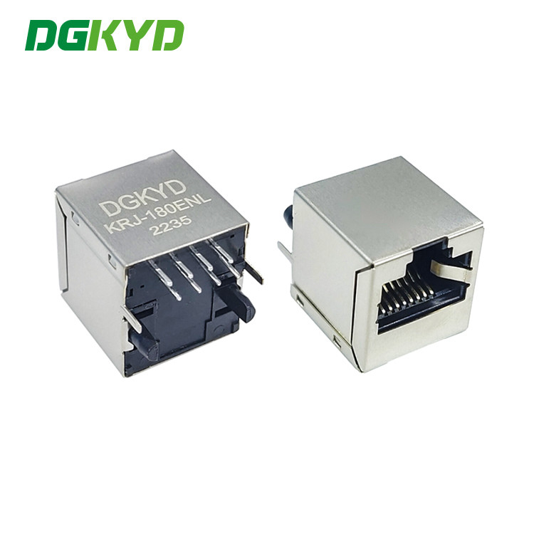 180 Degree Vertical Entry 10/100 Base Magnetic RJ45 Connector Module Shielded