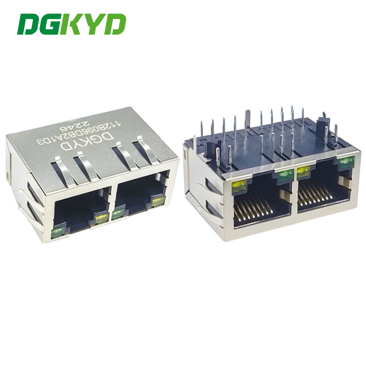 DGKYD112B096DB2A1D3 Dual Port RJ45 Connector With Light Shield 8P8C