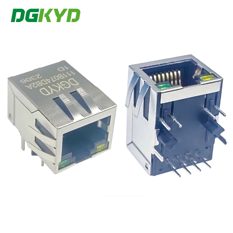 DGKYD111B074DB2A1D RJ45 100M Network Connector 8PIN Without Lamp With Shield