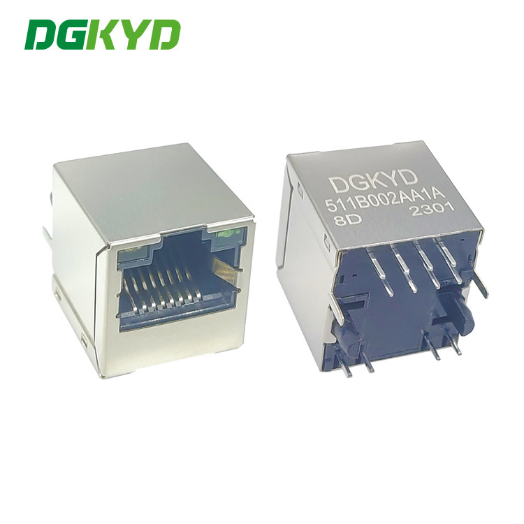 DGKYD511B002AA1A8D 180 Degree RJ45 Connector 8PIN With Lamp And Shielded Socket