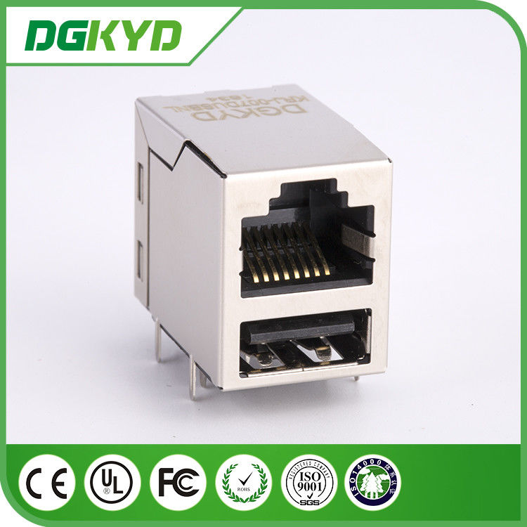 Single port Integrated magnetic rj45 USB jack  with 10/100base transformer