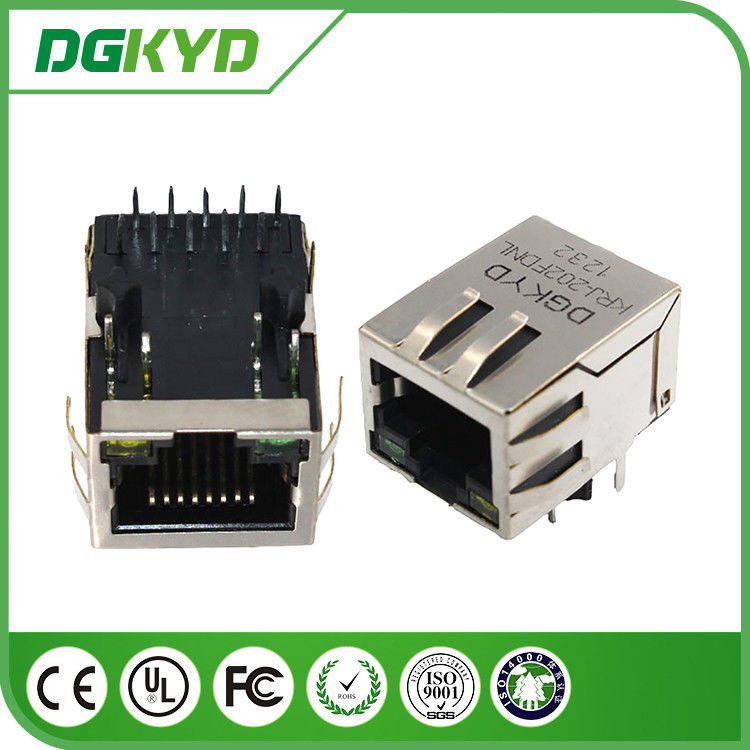 Tap Down Single Port 1000BASE Rj45 10 Pin Connector , Rj45 Modular Connector With Led