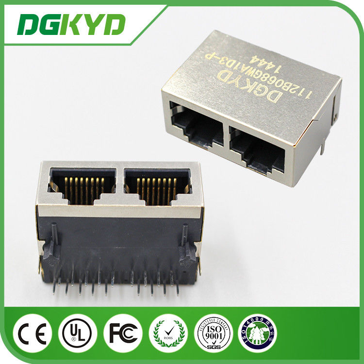 100M 1x2 Tab Down RJ45 Modular Jack PCB Connector with POE