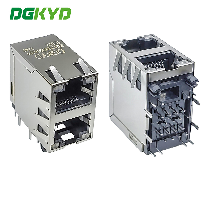 2x1 Dual Port RJ45 Connector With Light And Wing Without Filter Dual Color Light DGKYD59212188DG1A1DY1C022 Short Body