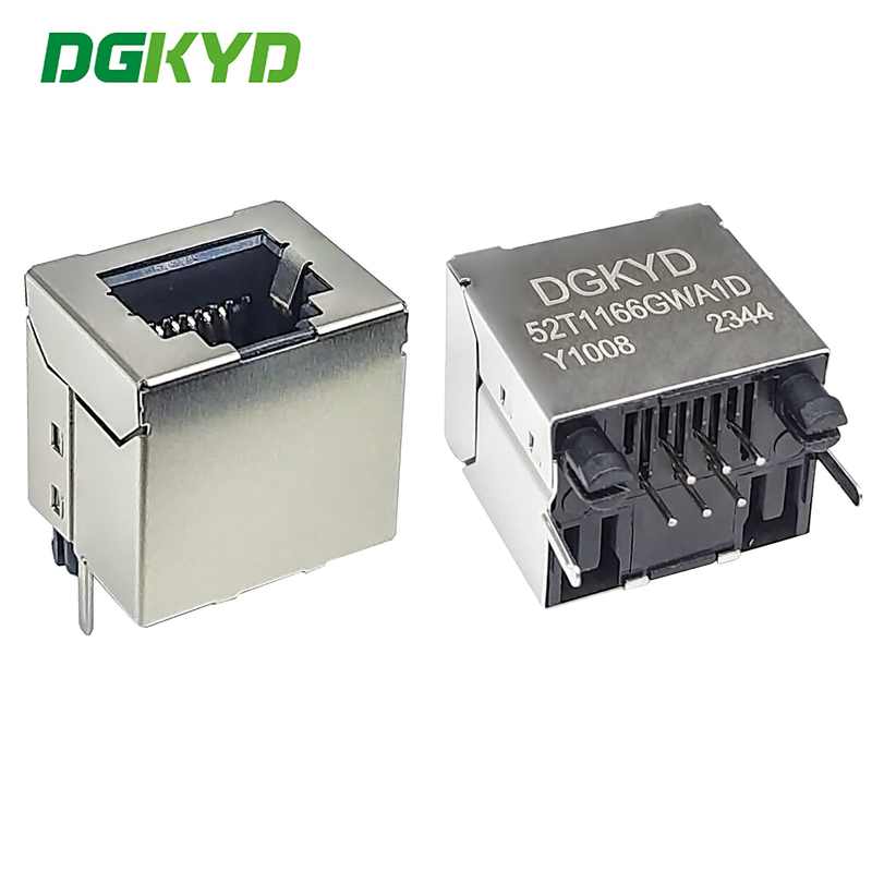 DGKYD52T1166GWA1DY1008 6P6C RJ11 Connector 180° Vertical Interface Without Light Strip Shielding Connector Empty Package