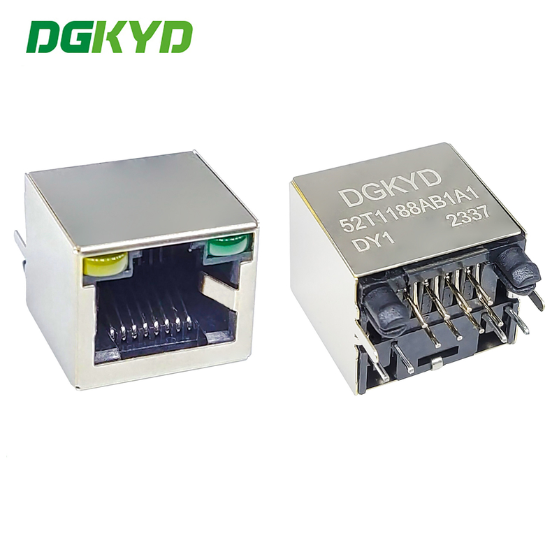 DGKYD52T1188AB1A1DY1 8P8C RJ45 Connector 180° Vertical Interface Without Light Strip Shielding Connector Empty Package