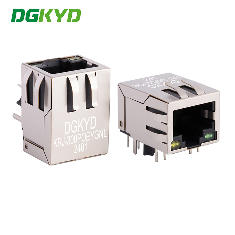 KRJ-300POEYGNL Single Port RJ45 Network Connector 100Mbps With POE RJ45 With Transformer Ethernet Jack 100 Base