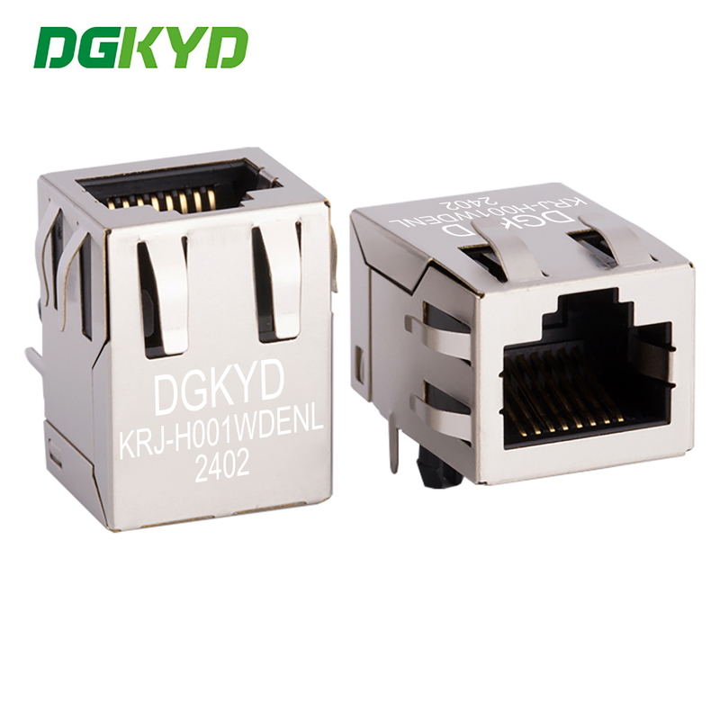 KRJ-H001WDENL RJ45 Ethernet Socket 100M RJ45 With Transformer Through Hole RJ45 Female Jack, 8 Pin Cat5 With Magnetics